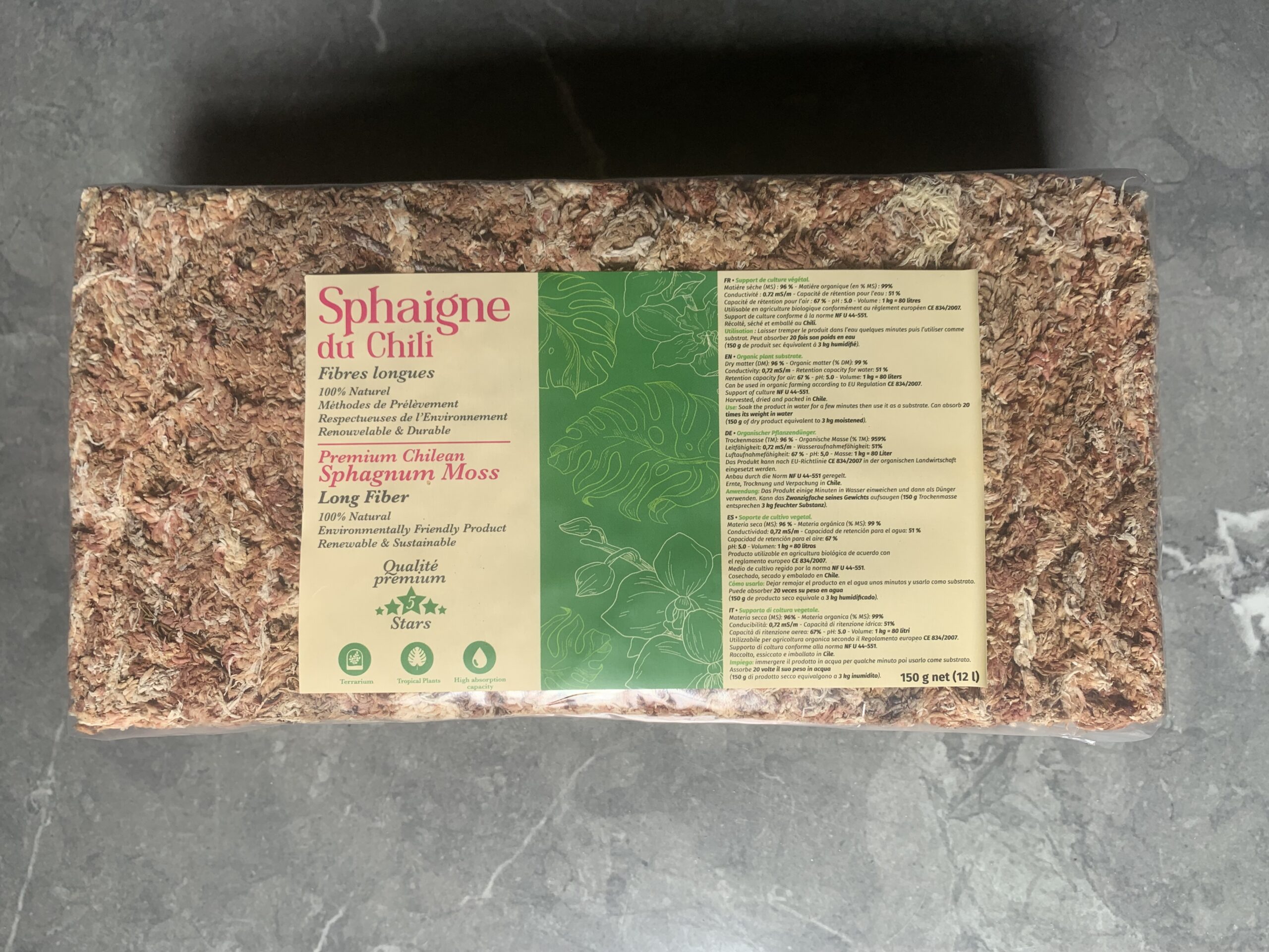 150g de sphaigne du Chili